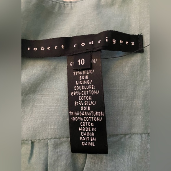 NWT Robert Rodriguez US size 10 . Sea foam green snd cream silk and viscose top - Picture 3 of 6
